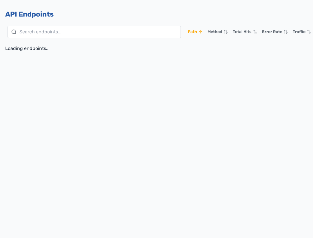 API discovery inventory showing endpoint analytics and detected API families