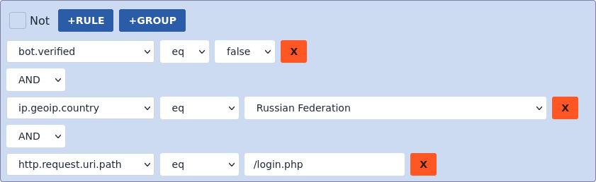 Rule builder interface